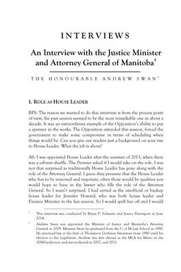 An Interview with the Justice Minister and Attorney General of Manitoba†