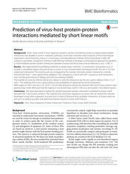 Prediction of Virus-Host Protein-Protein Interactions Mediated by Short Linear Motifs Andrés Becerra, Victor A