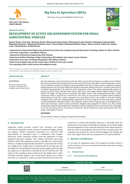 Development of Active Air Suspension System for Small Agricultural Vehicles