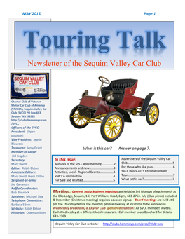 Newsletter of the Sequim Valley Car Club