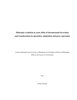 Molecular Evolution in Yeast: Role of Chromosomal Inversions and Translocations in Speciation, Adaptation and Gene Expression