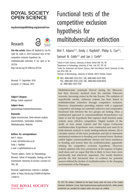 Functional Tests of the Competitive Exclusion Hypothesis For