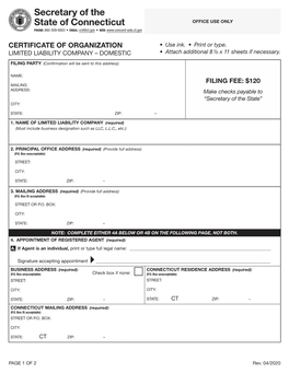 Certificate of Organization (LLC