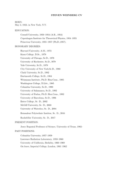 Steven Weinberg Cv Born