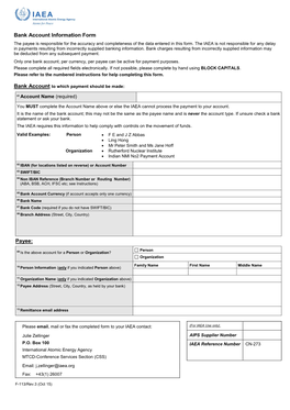 Bank Account Information Form Payee