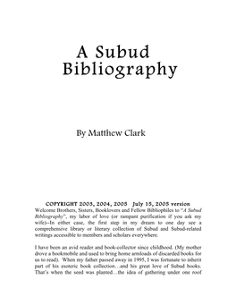 A Subud Bibliography