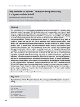 Why and How to Perform Therapeutic Drug Monitoring for Mycophenolate Mofetil