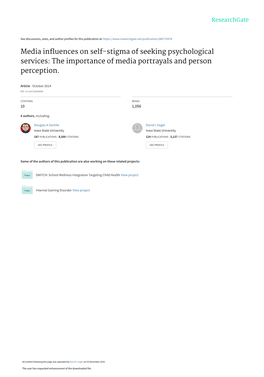 Media Influences on Self-Stigma of Seeking Psychological Services: the Importance of Media Portrayals and Person Perception