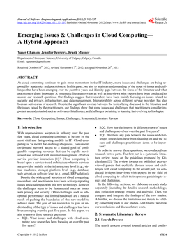 Emerging Issues & Challenges in Cloud Computing—A Hybrid