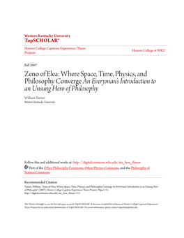 Zeno of Elea: Where Space, Time, Physics, and Philosophy Converge