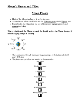 Moons Phases and Tides