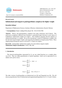 Infinitesimal and Tangent to Polylogarithmic Complexes For