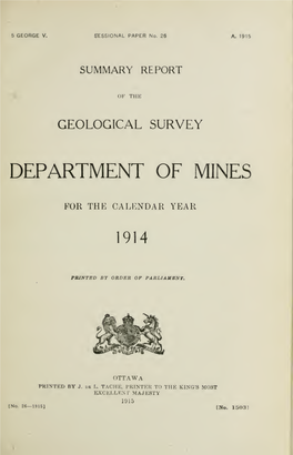 Summary Report of the Geological Survey for the Calendar Year 1911
