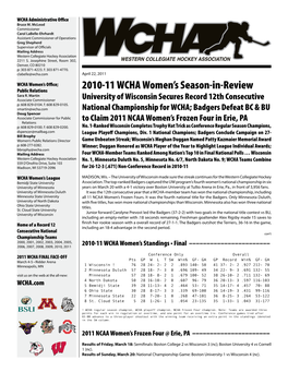 2010-11 WCHA Women's Season-In-Review