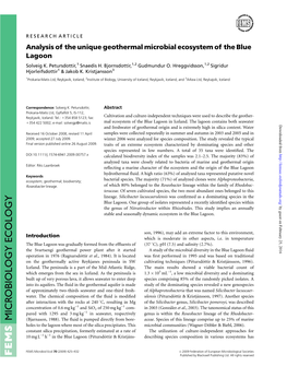 MICROBIOLOGY ECOLOGY MICROBIOLOGY (Bjarnason, 1988)