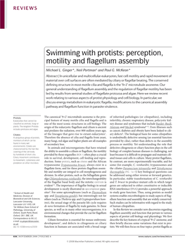 Swimming with Protists: Perception, Motility and Flagellum Assembly