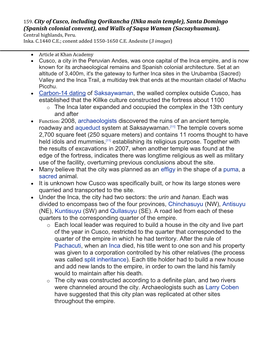 159. City of Cusco, Including Qorikancha (Inka Main Temple), Santa Domingo (Spanish Colonial Convent), and Walls of Saqsa Waman (Sacsayhuaman)