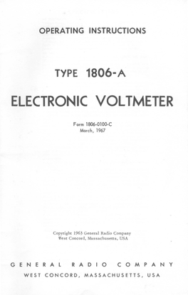 1806-A Electronic Voltmeter, Manual