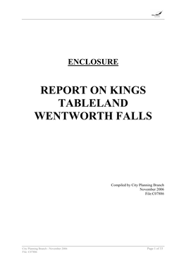 Report on Kings Tableland Wentworth Falls