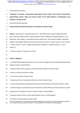 “Kankasha” in Kassala: a Prospective Observational Cohort Study of the Clinical Characteristics, Epidemiology, Genetic Origi