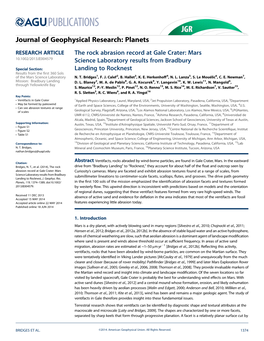 The Rock Abrasion Record at Gale Crater: Mars Science Laboratory