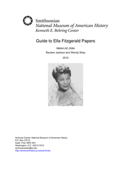 Guide to Ella Fitzgerald Papers