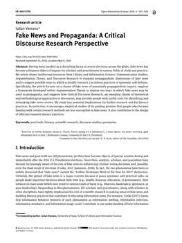 Fake News and Propaganda: a Critical Discourse Research Perspective