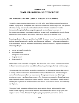 Chapter 10 Grade Separations and Interchanges