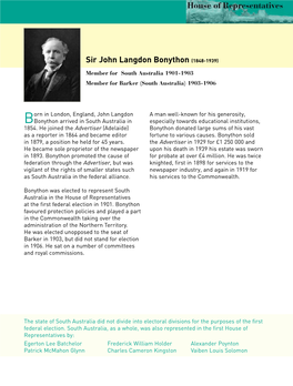 Biography Sir John Langdon Bonython