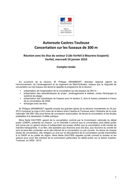 Autoroute Castres-Toulouse Concertation Sur Les Fuseaux De 300 M