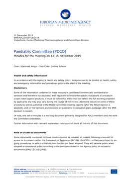 Draft Minutes PDCO 12-15 November 2019