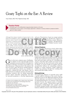 Gouty Tophi on the Ear: a Review
