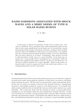 Radio Emissions Associated with Shock Waves and a Brief Model of Type Ii Solar Radio Bursts