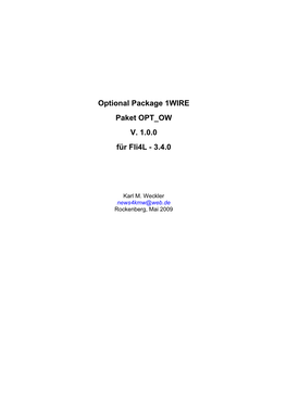 Optional Package 1WIRE Paket OPT OW V. 1.0.0 Für Fli4l - 3.4.0
