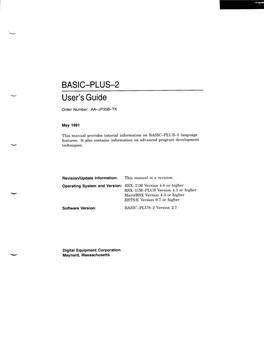 BASIC-PLUS-2 User's Guide