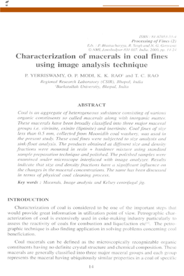 Characterization of Macerals in Coal Fines Using Image Analysis Technique