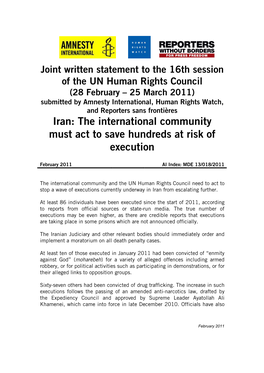 Joint NGO Statement to GA on Need for New Iran Mechanism FINAL with LOGOS