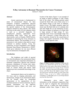 X-Ray Astronomy to Resonant Theranostics for Cancer Treatment Sultana N