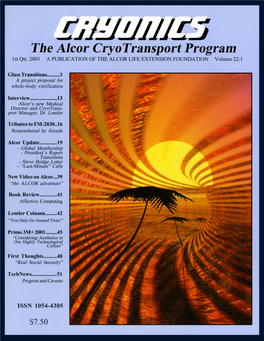 Cryonics Magazine, Q1 2001