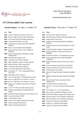 5/17/18 Incredible Tool Auction