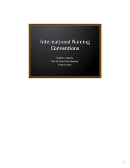 International Naming Conventions NAFSA TX State Mtg