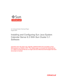 Installing and Configuring Sun Java System Calendar Server 6.3 with Sun Cluster 3.1 Software