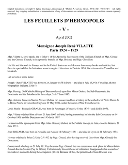 Les Feuillets D'hermopolis