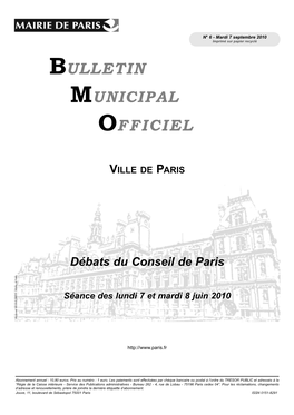 Conseil Municipal - Séance Des 7 Et 8 Juin 2010