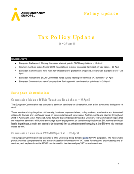 Tax Policy Update 16 27 April