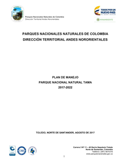Parques Nacionales Naturales De Colombia Dirección Territorial Andes Nororientales