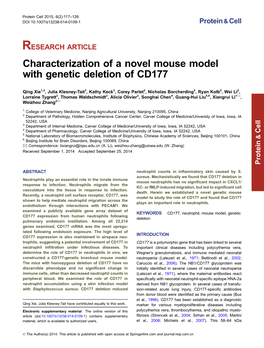 Characterization of a Novel Mouse Model with Genetic Deletion of CD177