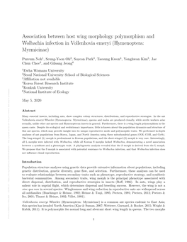 Association Between Host Wing Morphology Polymorphism And