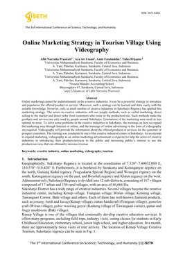 Online Marketing Strategy in Tourism Village Using Videography