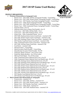 2017-18 SP Game Used Hockey